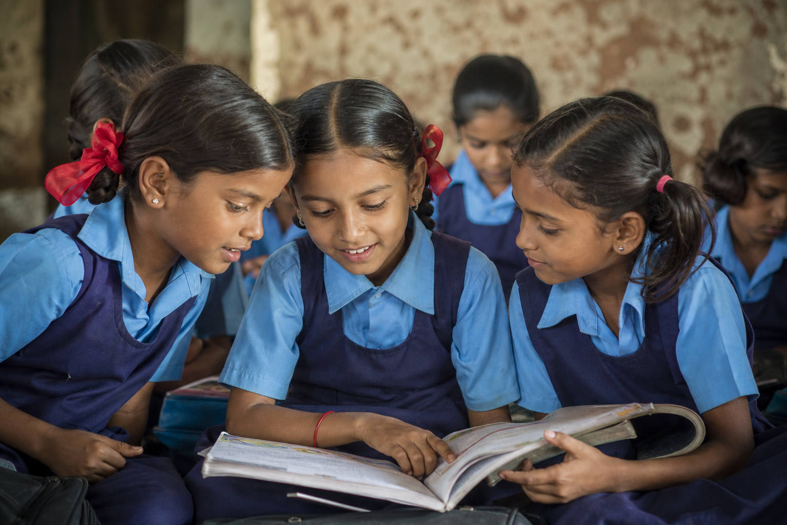 Orphan girls receiving education support